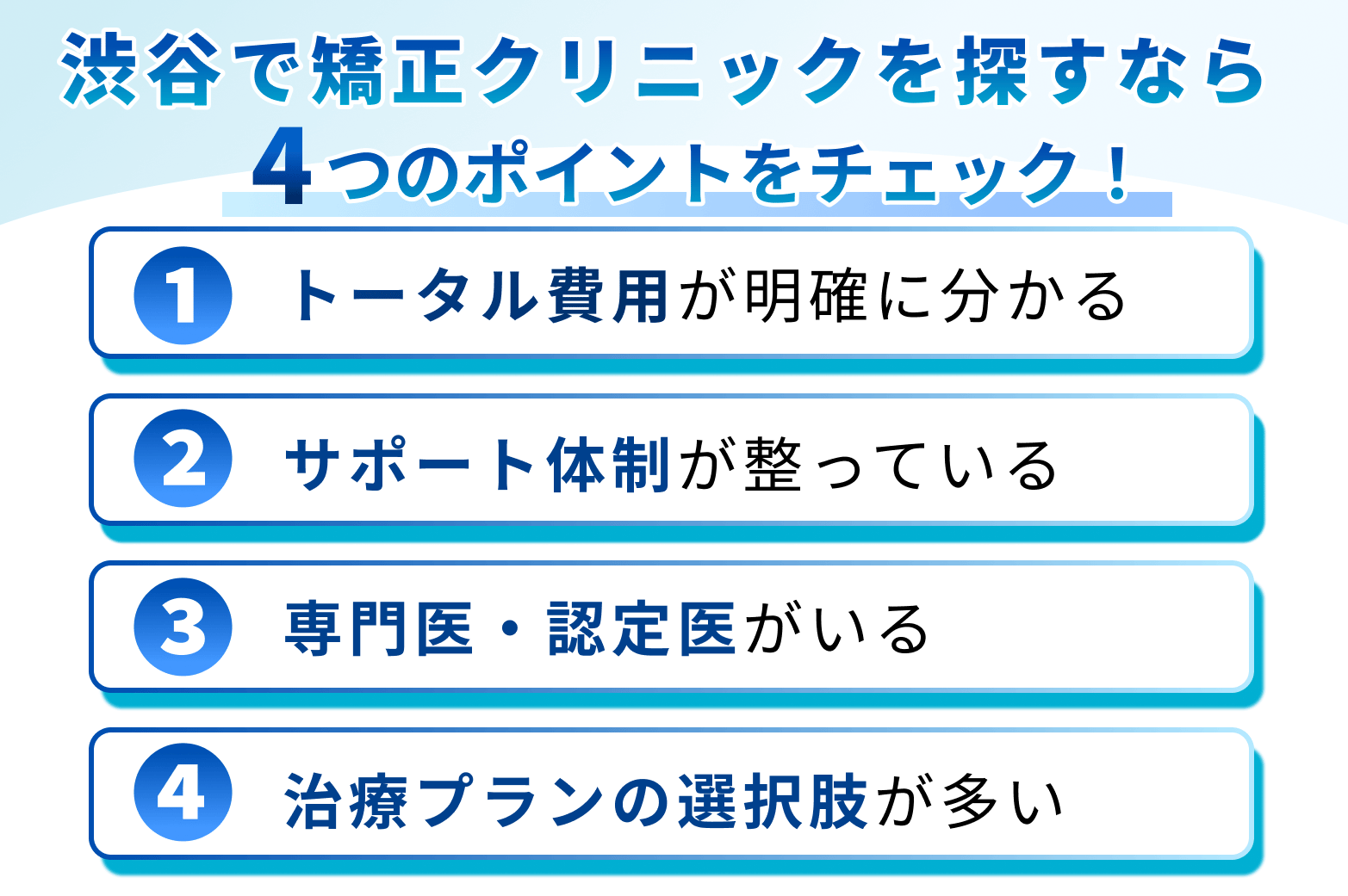 渋谷のおすすめ矯正歯科医院の選定基準4ポイント